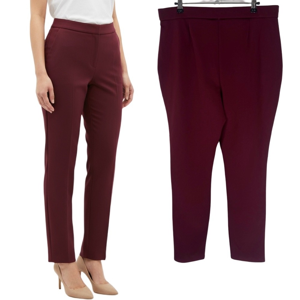 Express Editor Ankle‎ Pant Women's Size L Burgundy Business Career Dress